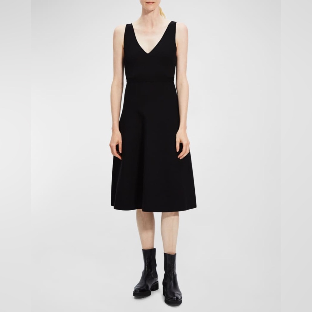 THEORY STRETCH CREPE MIDI DRESS SIZE 10 - Picture 3 of 7
